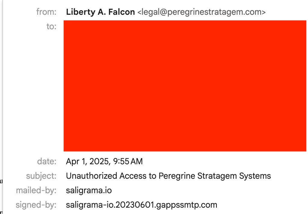 Gmail shows the domain mismatch when mousing over the sender's email address