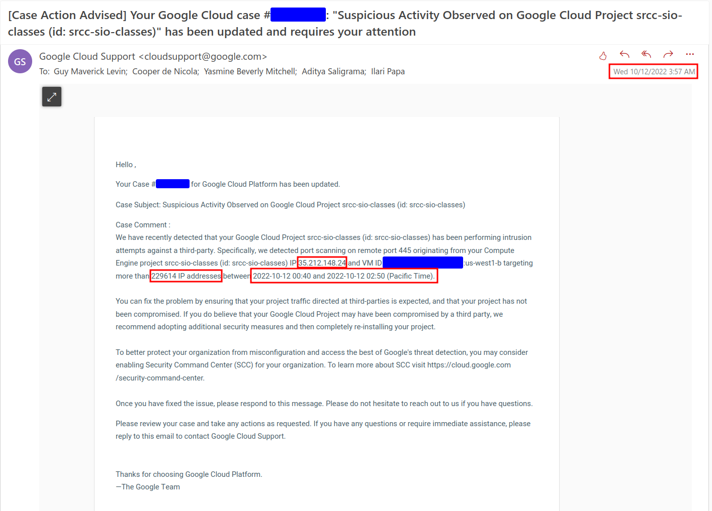 GCP emails us about a possible pwn